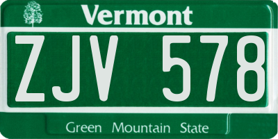 VT license plate ZJV578