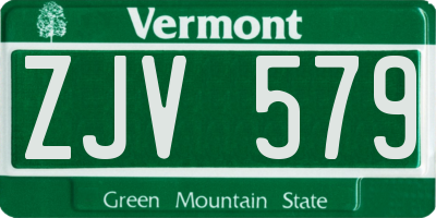 VT license plate ZJV579