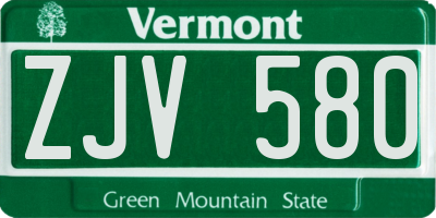 VT license plate ZJV580