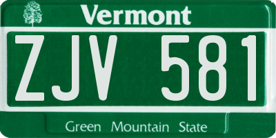 VT license plate ZJV581
