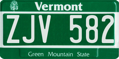 VT license plate ZJV582