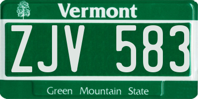 VT license plate ZJV583