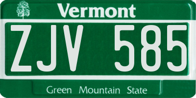 VT license plate ZJV585