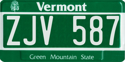 VT license plate ZJV587