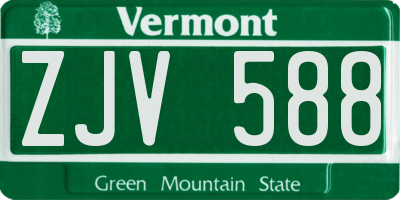 VT license plate ZJV588
