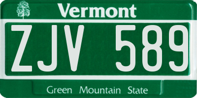 VT license plate ZJV589