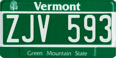 VT license plate ZJV593