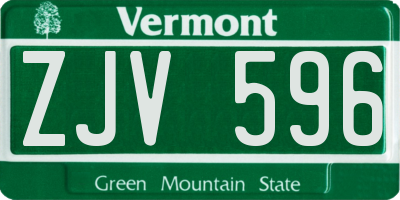 VT license plate ZJV596