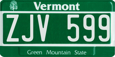 VT license plate ZJV599