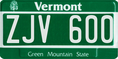 VT license plate ZJV600