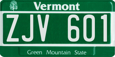VT license plate ZJV601