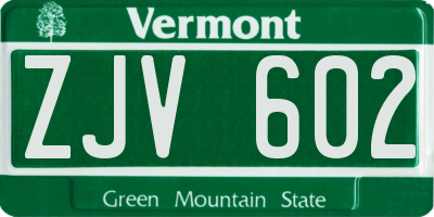 VT license plate ZJV602