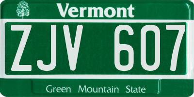 VT license plate ZJV607