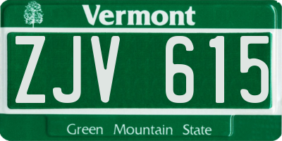 VT license plate ZJV615