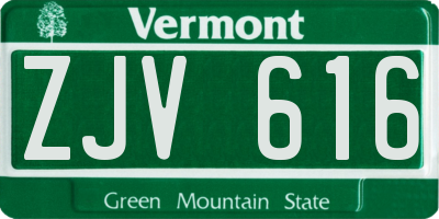 VT license plate ZJV616