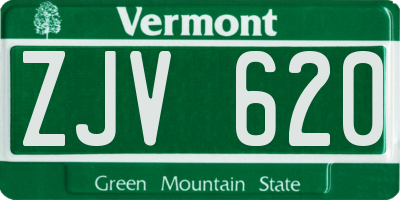 VT license plate ZJV620