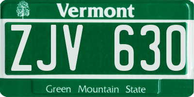 VT license plate ZJV630