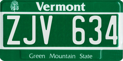 VT license plate ZJV634