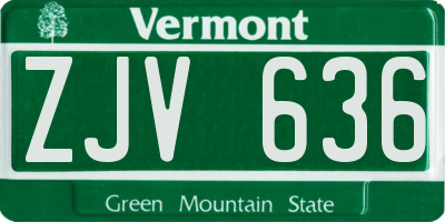 VT license plate ZJV636