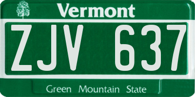 VT license plate ZJV637
