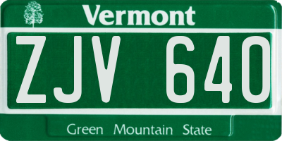 VT license plate ZJV640