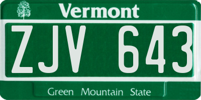 VT license plate ZJV643