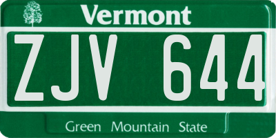 VT license plate ZJV644