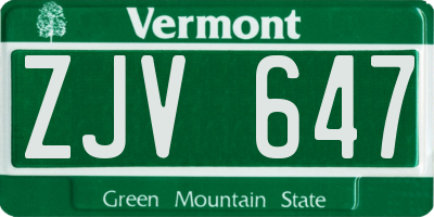 VT license plate ZJV647