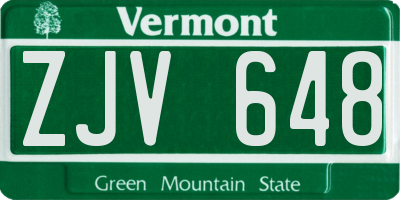 VT license plate ZJV648