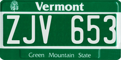 VT license plate ZJV653