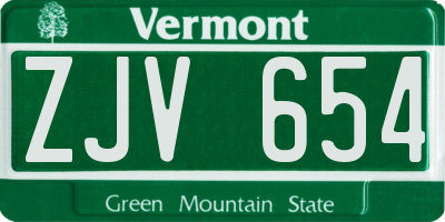 VT license plate ZJV654