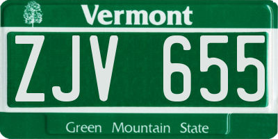 VT license plate ZJV655