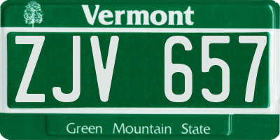 VT license plate ZJV657