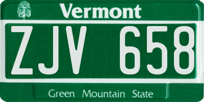 VT license plate ZJV658