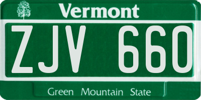 VT license plate ZJV660