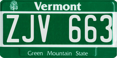 VT license plate ZJV663