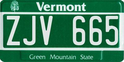 VT license plate ZJV665