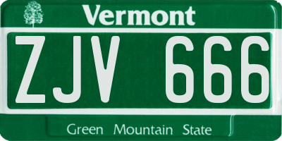 VT license plate ZJV666