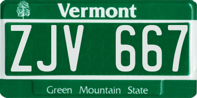 VT license plate ZJV667