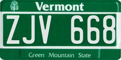 VT license plate ZJV668