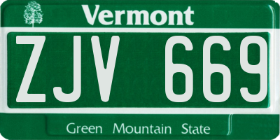 VT license plate ZJV669