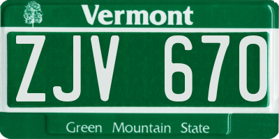 VT license plate ZJV670