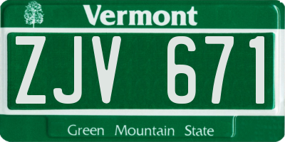 VT license plate ZJV671