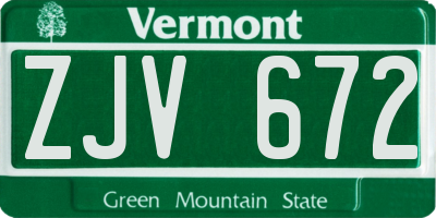 VT license plate ZJV672