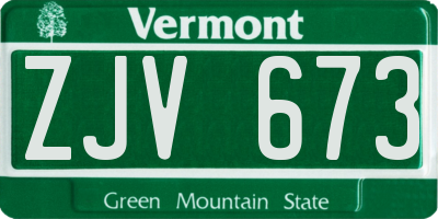 VT license plate ZJV673
