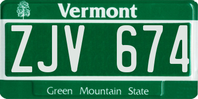 VT license plate ZJV674