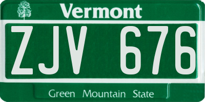VT license plate ZJV676