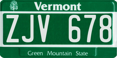 VT license plate ZJV678