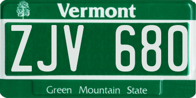 VT license plate ZJV680