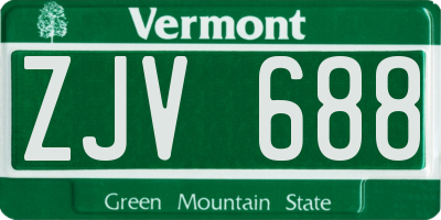 VT license plate ZJV688